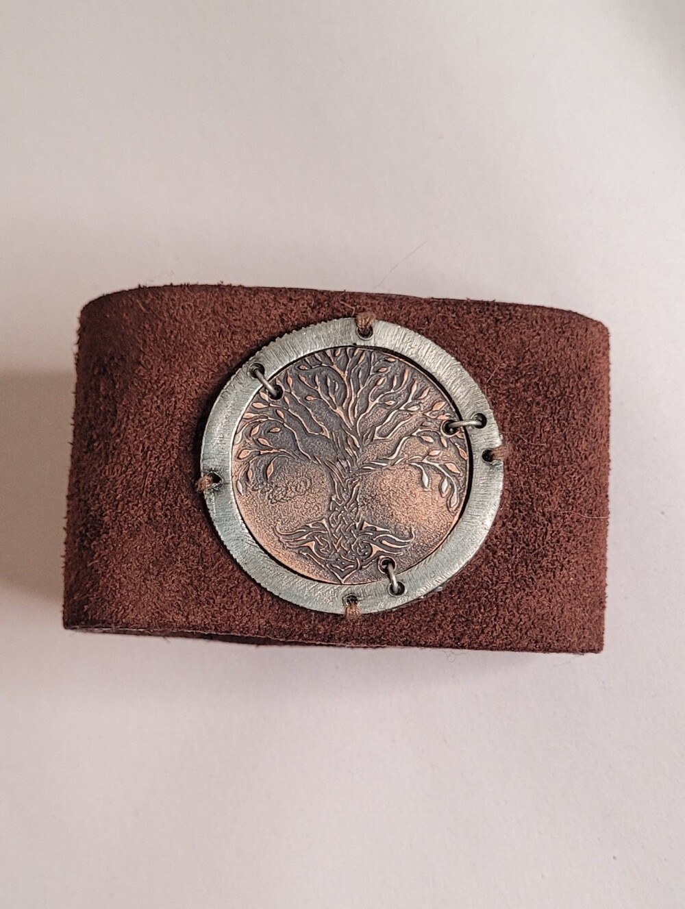 Tree Of Life Leather Boho Cuff Bracelet - Picture 2 of 8